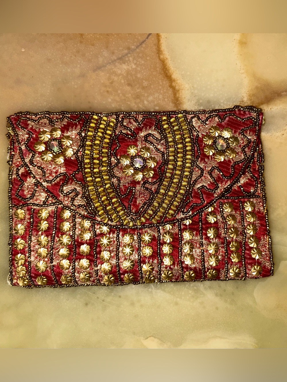 Embellished Red Beaded Evening Clutch Spain